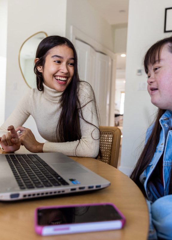 Sisters studying together